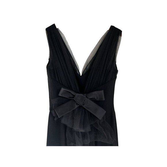 PAULE KA Evening Gown Elegant Black Sleeveless Dress V-Neck & Bow Detail - Picture 11 of 15